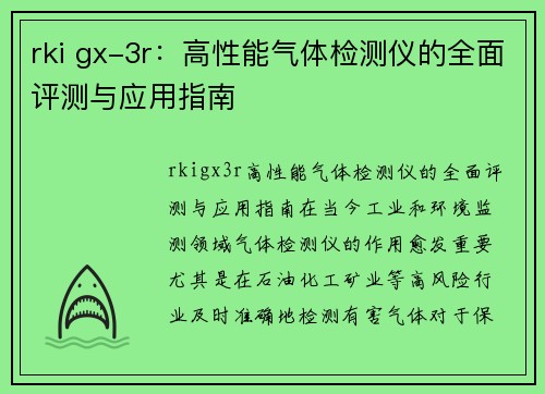 rki gx-3r：高性能气体检测仪的全面评测与应用指南